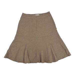 Coldwater Creek Skirt Small 6 8 Neutral Linen Rayon Minimalist Capsule Tan